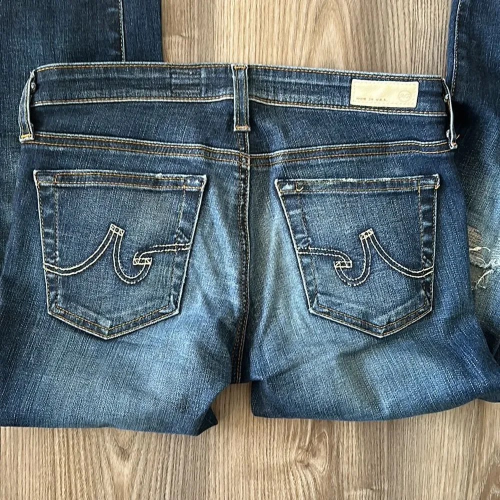 ADRIANO GOLDSCHMIED AG DENIM SUPER SKINNY LEGGING JEAN LIGHT DISTRESSING SIZE 26